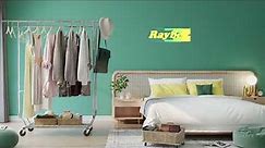 Raybee rolling hanging clothing rack with double rails offers more clothes hanging space!