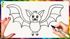 How To Draw A Bat Step By Step 🦇 Bat Drawing Easy