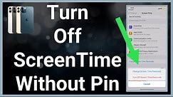 How To Turn Off Screen Time Without Password