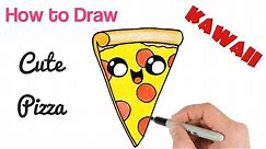 How to Draw a Cartoon Pizza Slice cute kawaii and easy