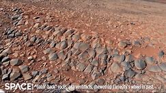 Sharp Martian Rocks Turns Curiosity Rover