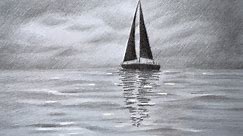 How to Draw a Sailing Boat - How to Draw a Sea - How to Draw Clouds