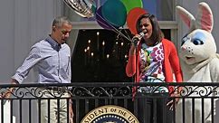 Barack Obama, Michelle and the Easter Bunny host the White House egg roll – video