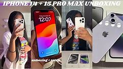 iPhone 14 + iPhone 15 Pro Max Unboxing + Setup | 256 GB | White Titanium & Purple | Gabriella Simone