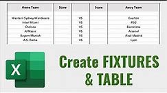 Create Fixture List & League Table in Excel | Tutorial