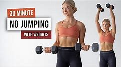 30 MIN NO JUMPING ALL STANDING HIIT With Weights - No Repeat, Low Impact Home Workout