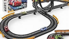 Slot-Car-Race-Track-Sets for Boys Kids, Battery or Electric Race Car Track with 4 High-Speed Slot Cars, Dual Racing Game 2 Hand Controllers Circular Overpass Track, Toys Gifts for 6-8 8-12 Boys Girls