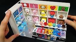 DIY Miniature Realistic shop - BTS character BT21 Shop decor ! BT21 Dolls , Cup~ / Line Store