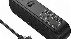 PD 20W USB C Power Strip Surge Protector, 10 Outlets and 3 USB C &3 USB A Ports, 6ft Extension Cord, Overload Protection, Desktop High-Speed Charging Station Power Bar for iPhone 14, 1875W/15A, 4500J