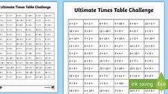 KS1 Ultimate Times Tables Challenge Worksheet