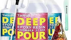 Teexpert Deep Pour Epoxy Resin, 1.5 Gallon Epoxy Resin Kit for 2-4" Pour Depths, Crystal Clear & High Gloss, Bubble-Free Casting Resin for River Tables, Flower Preservation and Mold Crafts - 2:1 Mix