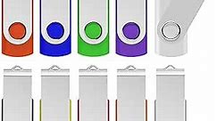USB 3.0 Flash Drive KOOTION 10 Pack 32gb Flash Drive USB Thumb Drive 3.0 USB Drive 32gb USB Flash Drive Keychain Memory Stick Swivel Jump Drives, Color-Coded
