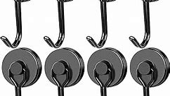 DIYMAG Black Swivel Magnetic Hooks, 80LBS Strong Neodymium Magnetic Hooks Cruise Magnet Hooks with Metal Hanger for Hanging Refrigerator Home Kitchen Office, 8Packs