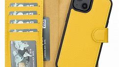 Yellow iPhone 14 Leather Wallet Case With 4 Card Holder