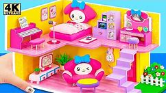 Making Beautiful House with My Melody Pink Bedroom, Bunny Makeup Set - DIY Miniature Cardboard House