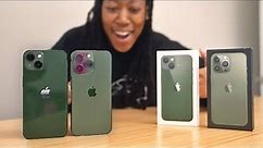 iPhone 13/13 Pro in GREEN! Unboxing + Color Comparison!
