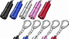 Mudder 10 Pieces Small LED Flashlight Keychain Bright Flashlight Keychain Ring Portable Torch with Hook for Camping, Battery Included