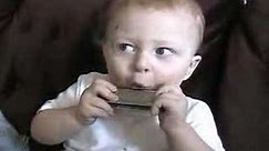 Baby at 20 months plays Harmonica