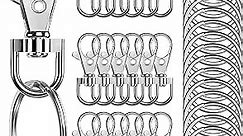 100PCS Premium Swivel Snap Hooks with Key Rings,Metal Lanyard Keychain Hooks Lobster Clasps for Key Jewelry DIY Crafts 1.5inches/38mm(50 Pcs Lanyard Snap Hooks+50 Pcs Key Rings)