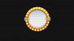 Frame and gold light circle style on a transparent background. Led light board. Alpha channel