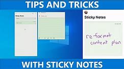 Windows Sticky Notes | Tips and Tricks