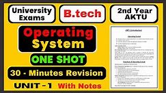 Operating System in Hindi || Unit - 1 One Shot Revision || Full Course