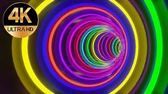 10 Hour 4k TV screensaver Relaxing Neon lights circle deep hole tunnel background video , Abstract