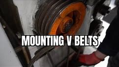Installing V belts on pulley that's tensioned