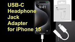 How to Connect Wired Headphones to iPhone 15 | Apple USB-C Headphone Jack Adapter for iPhone 15