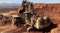 Huge Caterpillar 6040 Mining Excavator Loading Hitachi Dumpers - 60 Minutes Movie