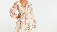 ASOS DESIGN plunge neck all over floral embroidered maxi dress | ASOS