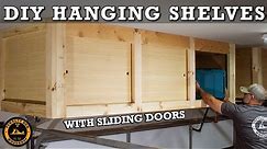 DIY Hanging Storage Shelves with Sliding Doors - Overhead Garage Storage