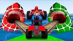 GTA V spiderman Epic Car Racing! With Super Cars, Motorcycle With Trevor! New Stunt Map Challenge