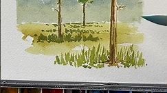 How I add depth/ use one point perspective with trees in watercolor #arttutorial #watercolorpainting