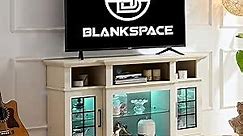 BLANKSPACE LED TV Stand for 65 inch TV, Wood TV Stand with LED Lights, Modern Entertainment Center with Glass Shelves for Living Room, Bedroom