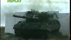 Leopard 2 Tank Firing -120mm DM 33 PELE rounds at Leopard 1 Tank Video 2