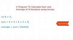 Calculate Sum and Average of N Numbers using Arrays: C Program