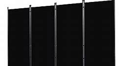 Room Divider, 4 Panel Folding Privacy Screens with Wider Feet, 6 Ft Portable Room Partition for Room Separator, Room Divider Panel 88" W X 71" H, Partition Room Dividers Freestanding，Black