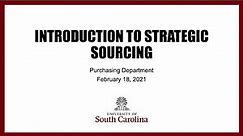 Introduction to Strategic Sourcing