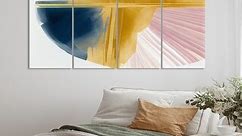 Designart "Wide Golden Brush Stroke II" Modern Spiral Multipanel Wall Art Prints - Bed Bath & Beyond - 38055909
