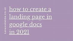 How to create a landing page in Google Docs