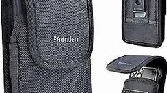 Stronden Heavy Duty Holster for iPhone 15, 15 Pro, 14, 14 Pro, 13, 13 Pro, 12, 12 Pro, 11, XR - Military Grade Nylon Belt Case Rugged Pouch w/Metal Clip (Fits Otterbox Defender/Battery Case only)