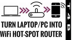 How to Turn Laptop into Wifi Hotspot Windows 7,8,10,xp PC Router Range Extender Create WiFi HotSpot