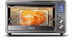 Toshiba Speedy Convection Toaster Oven Countertop with Double Infrared Heating, 10-in-1 with Toast, Pizza, Rotisserie, Larger 6-slice Capacity, 1700W, Black Stainless Steel, Includes 6 Accessories
