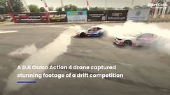 Epic first-person drone view captures thrilling drift race
