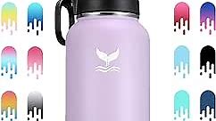 Vmini Water Bottle - Wide Mouth, 18/8 Stainless Steel, Double Wall Vacuum Insulated, New Straw Lid with Wide Handle (Purple, 32 oz)