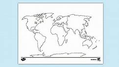 Blank World Map Colouring Sheet