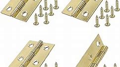 4pcs 2 Inch Gold Cabinet Door Hinges, Lasting Brass Folding Butt Hinges, Surface Polishing Mini Bifold Door Hinges, Small Door Hinges for Cabinets Furniture Drawer Doors