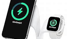 Greenlemon Mag-Safe Charger 3 in 1 Wireless Charging Station with LED and Adapter Desk Magnetic Charger for iPhone 15,14,13,12 Pro Max/Pro/Mini/Plus, Apple Watch Ultra/SE/9/8/7/6/5/4, Airpods Pro 3 2