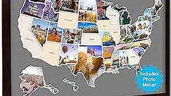 USA Photo Map, Travel Map - MOTHER'S DAY GIFT 24 x 36" 50 States Photo Map of The United States Includes Photo Maker - Gift for Travelers Couples Visited States Map - Visited All 50 States (FRAME NOT INCLUEDE)